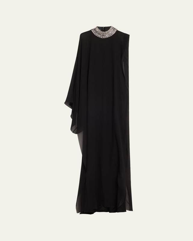 Crystal Neck Poncho Slip Dress